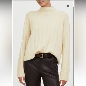 Madewell Ribbed Cashmere and Wool pullover sweater in heather ivory